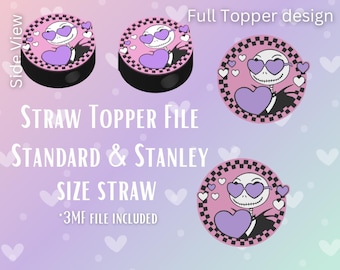 Love Jack* Straw Topper 3D-Print File | Fits Standard & Stanley Straws | Pre-Colored 3MF