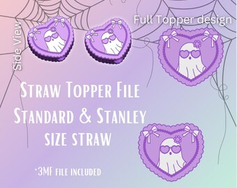 Framed Ghost* Straw Topper Digital File | Fits Standard & Stanley Straws | Pre-Colored 3MF File
