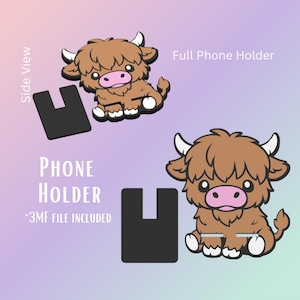 Highland Phone Stand | 3D Printed Phone Holder | Desk & Bedside Accessory | Pre-Colored 3MF