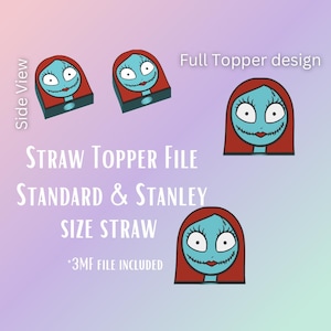 Sally Straw Topper 3D-Druck-Datei | Passend für Standard & Stanley Strohhalme | Eingefärbt 3MF