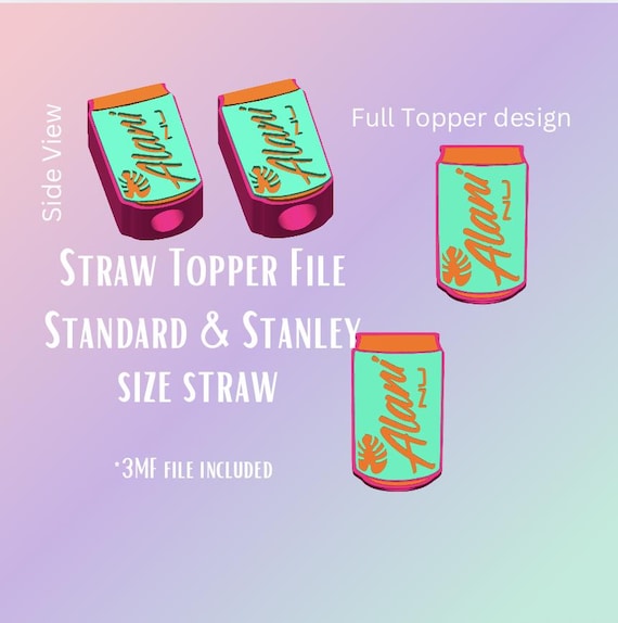 A NU Energy Drink Straw Topper Digital File | Fits Standard & Stanley Straws | Pre-Colored 3MF File