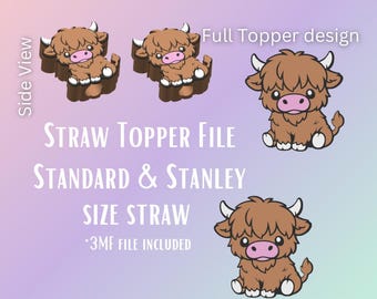 Highland* Straw Topper 3D-Print File | Fits Standard & Stanley Straws | Pre-Colored 3MF