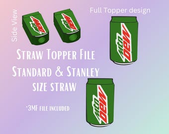 MD Stroh Topper Digitale Datei | Passend für Standard & Stanley Strohhalme | Eingefärbt 3MF