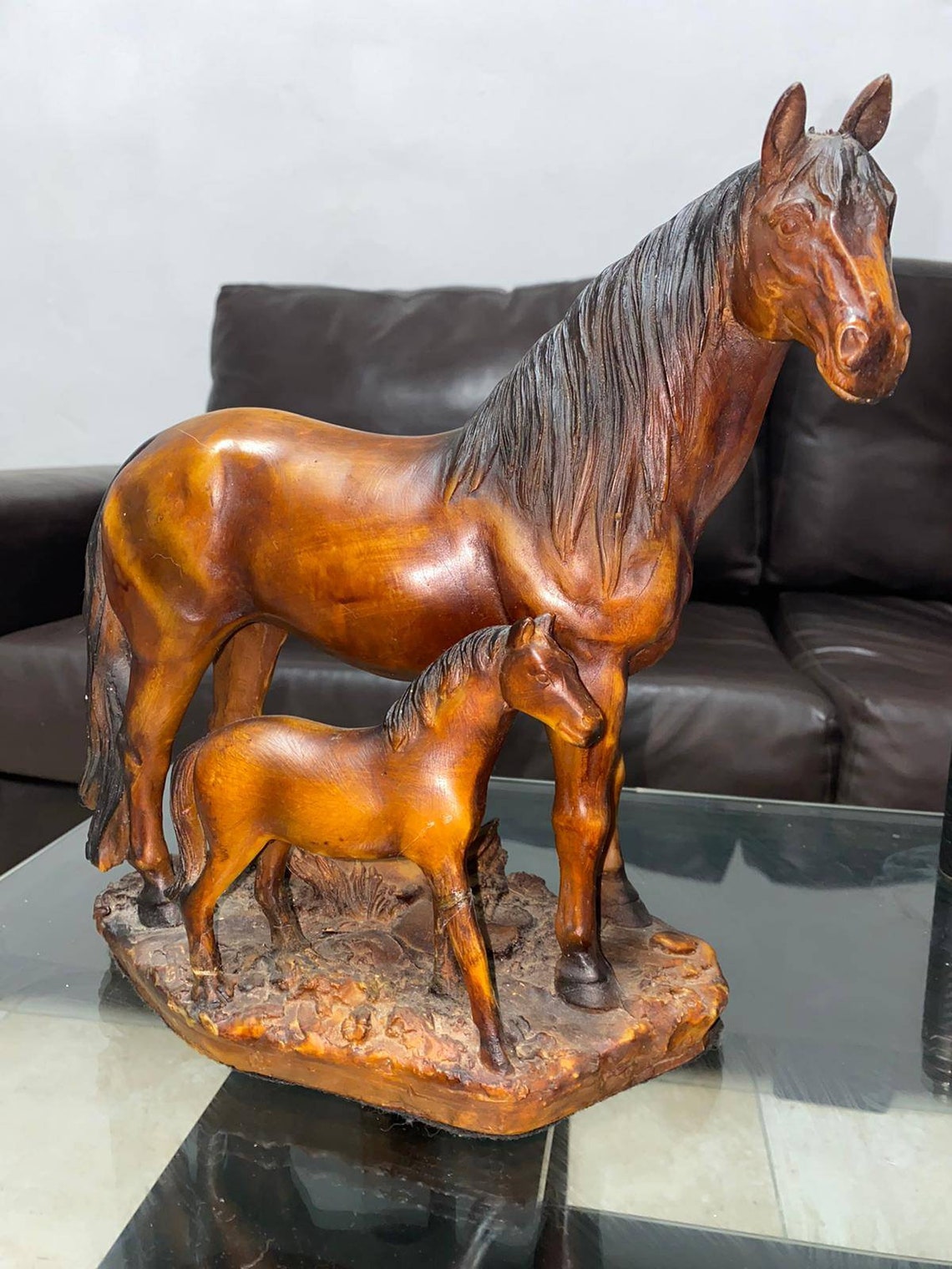 Sculpture en bois de cheval L30 cm H27 cm W13 cm cheval brun Etsy