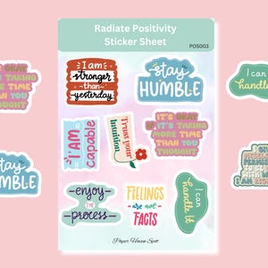 Feuille d'autocollants inspirants, citation positive, autocollants motivants pour ordinateur portable, feuille d'autocollants affirmation, stickers groovy V.3