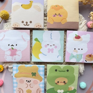 Lindo juego de blocs de notas adhesivas con dibujos de animales de acuarela, bloc de notas de dibujos animados, notas de animales kawaii, notas adhesivas coreanas, ideas de regalos para novias
