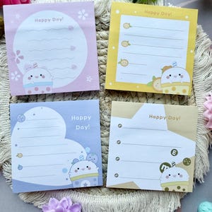 Leuke memoblokkenset Happy Days Milk Tea, cartoon memoblok, kawaii notitieblok, Koreaanse plaknotities, briefpapier, briefpapier Booba Milk Tea