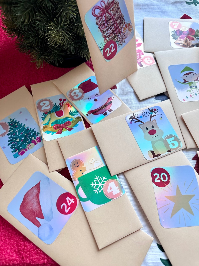 Budget Advent Calendar Sticker Sheets 24 days Sticker Advent Calendar for kids and adults, Advent Calendar Stationary Set image 4