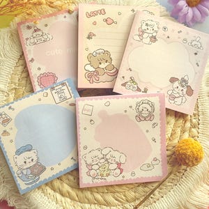 Juego de blocs de notas adhesivas con forma de gato, bloc de notas con dibujos animados, notas de animales kawaii, notas adhesivas coreanas, regalo para amantes de los gatos, papelería para gatos