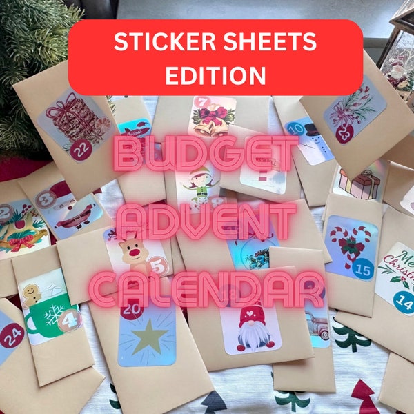 Budget Advent Calendar Sticker Sheets - 24 days Sticker Advent Calendar for kids and adults, Advent Calendar Stationary Set