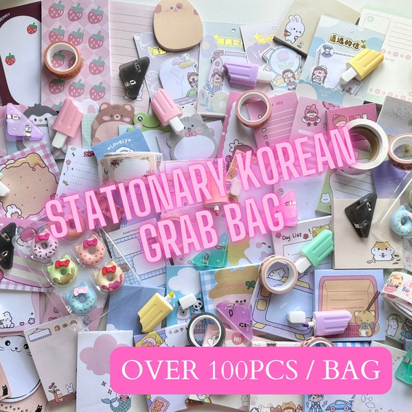 Sac mystère de papeterie | Sac à main coréen Mystery Kawaii stationnaire pour mémo V.2 | Joli sac mémo coréen en liquidation | Correspondance et scrapbooking