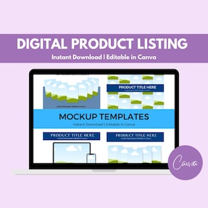 99 Etsy Listing Mockup Canva Editable Templates Bundle, Etsy Mockup Planners Journal, Drag and Drop Mockups, Digital Product Mockup