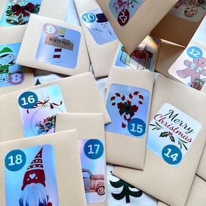 Budget Advent Calendar Sticker Sheets 24 days Sticker Advent Calendar for kids and adults, Advent Calendar Stationary Set image 5