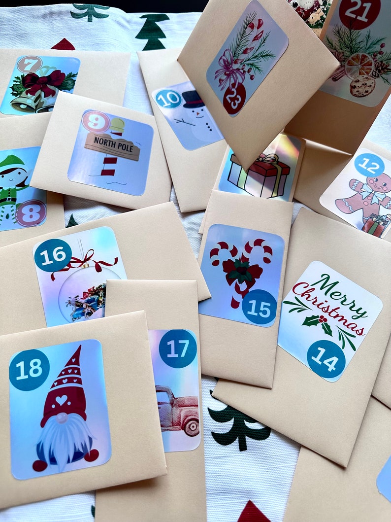 Budget Advent Calendar Sticker Sheets 24 days Sticker Advent Calendar for kids and adults, Advent Calendar Stationary Set image 5