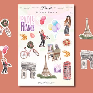 Sticker Bogen Paris | Bullet Journal - Scrapbook - Planer - Dekoration - Frankreich - Reisen