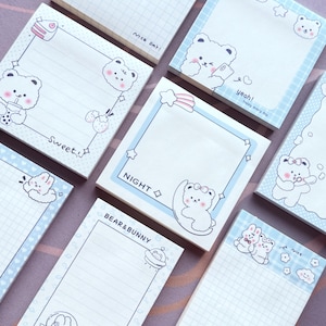 Lindo juego de blocs de notas de panda, bloc de notas de dibujos animados, bloc de notas kawaii, notas adhesivas coreanas, material de papelería, 50 hojas, papelería de panda