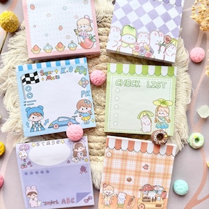 Note adesive kawaii arcobaleno carine, blocco note con cartoni animati, blocco note kawaii, segnalibri, note adesive coreane, forniture per cancelleria 50 fogli
