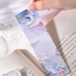 Juego de marcadores Nube Luna Serie de pintura al óleo Ilustración de estilo INS Marcadores de libros DIY Tarjeta de mensaje Suministros de oficina 10 piezas