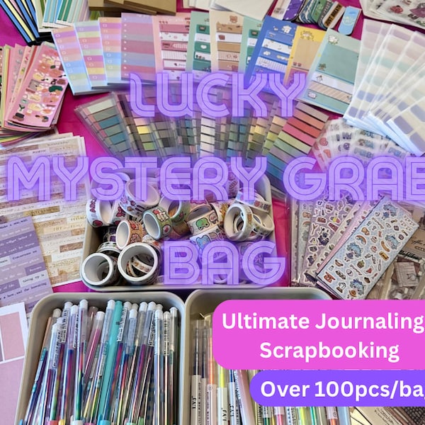 Lucky Mystery Stationery Journaling Grab Bag | Clearance Cute Korean Kawaii Memo Bag | Ultimate Journaling & Scrapbooking