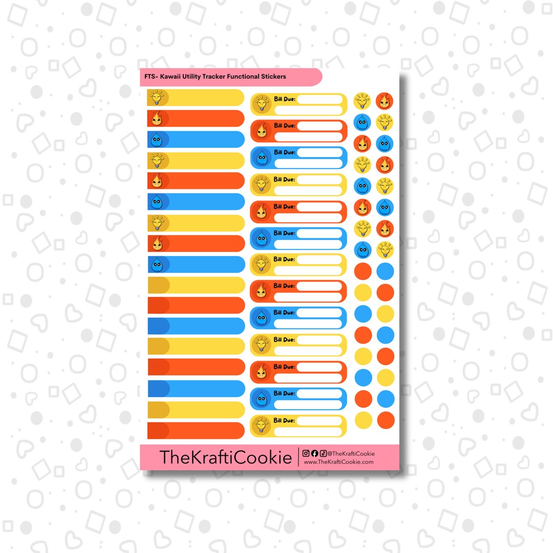 Cute Utility Functional Tracker Sticker Sheet, Functional Stickers for ...