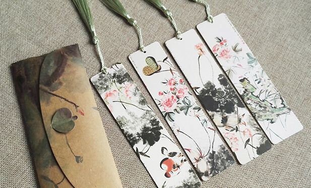 Flower Plant Traditional Calligraphy Hand Painting Bookmark Set Suitable For Book Readers or as Gift