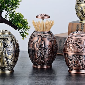 Ancient Chinese Egg Shape Table Display Container For Toothpick as Decorations, Presents or Giftss