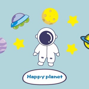 Happy Planet UFO Cartoon 3D Naklejki Ścienne DIY Akrylowe Tapety Ścienne do Dekoracji Pokojów