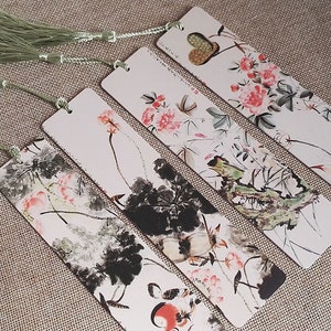 Chinese kalligrafie bloem schilderij bladwijzer set ontwerp geschikt voor boeklezers of als cadeau
