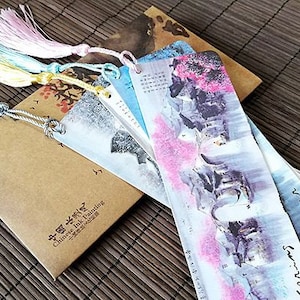 Pintura de cuatro estaciones con temática china Marcador Escenografía adecuada para lectores de libros o como regalo