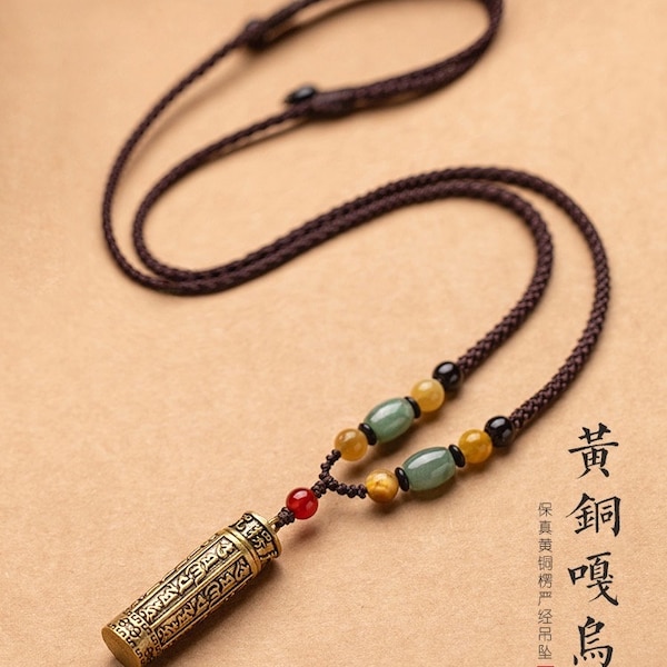 Tibetan Pendant Necklace with Brass Bronze Letter Box for collectors chanting or accessories