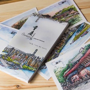 Conjunto de cartões postais com a imagem da cidade chinesa de Chongqing, lugares icônicos para lembrança ou como presente para todos
