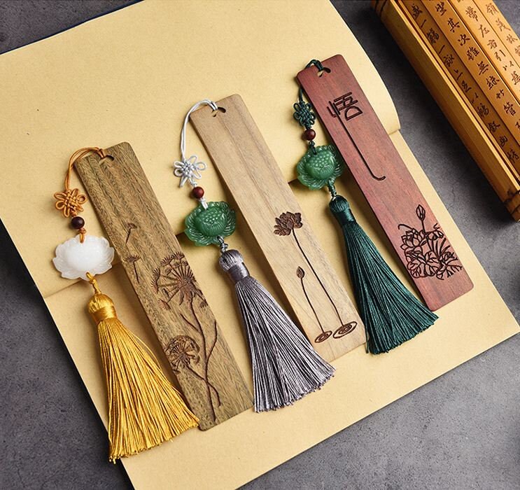 Ancient Sandalwood Bookmark In Chinese Painting Design Suitable For Book Readers or as Gift or Decoration
