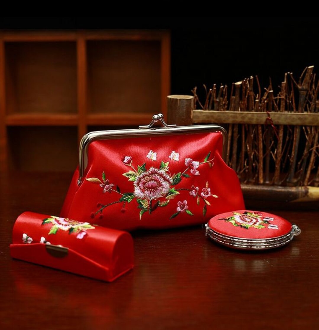 Chinese Themed Ladies Coin Purse Gift Set With Lipstick Cover Etsy