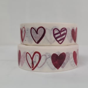 Hearts Washi tape, Scrapbooking, 10m length/15 mm wide, 1 Full roll