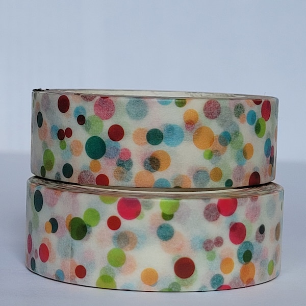 Colored Dots Washi tape, Scrapbooking, 10m length/1.5cm wide, 1 Full roll