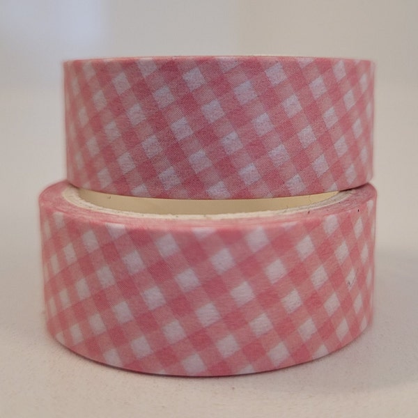 Pink Gingham Washi tape, Scrapbooking, 5m length/1.5cm wide, 1 Full roll
