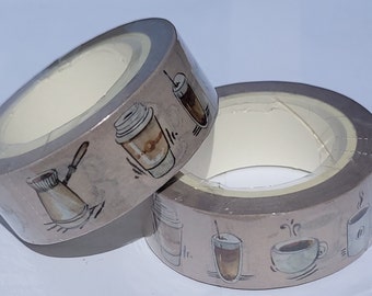 Coffee Break Washi tape, Scrapbooking, 10m length/15 mm wide, 1 Full roll