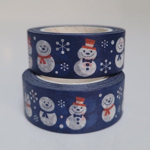 Snowman themed Washi tape, Scrapbooking, 10m length/15 mm wide, Full roll