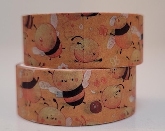 Bijen Washi tape, Scrapbooking, 2 m lang / 15 mm breed, Volle rol