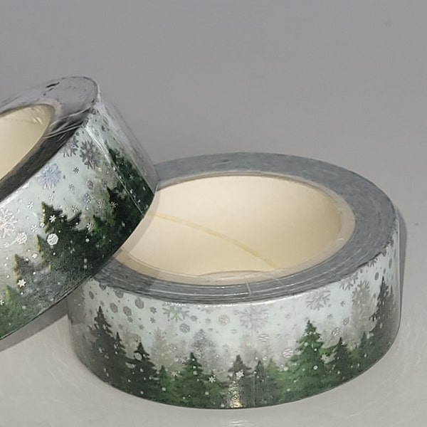 Snowy forest Washi tape, Scrapbooking, 10m length/15 mm wide, Full roll