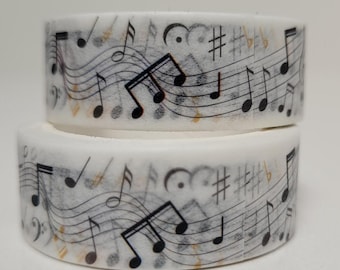 Cinta washi con temática musical, para scrapbooking, 5 m de largo/15 mm de ancho, rollo completo