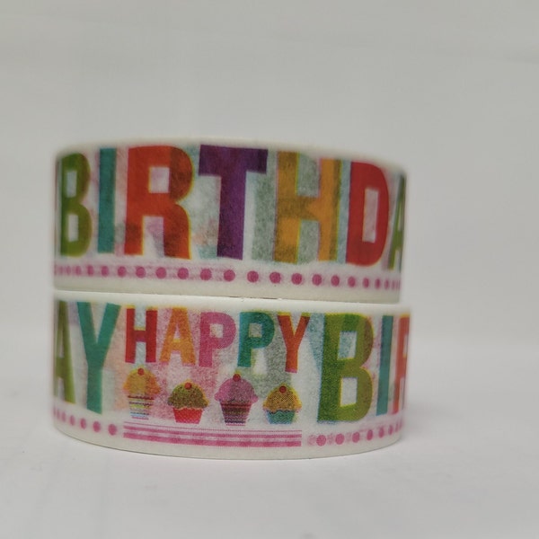 Happy Birthday Washi tape, Scrapbooking, 5m length/1.5cm wide, 1 Full roll