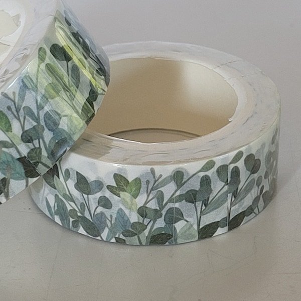 Leaves and Greenery Washi tape, Scrapbooking, 10m length/15 mm wide, Full roll