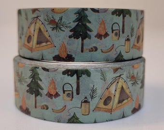 Camping Themed Washi tape, Scrapbooking, 10m length/15 mm wide, Full roll