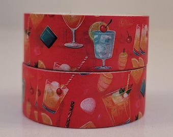 Cocktail-Washi-Tape, Scrapbooking, 2 m lang/1,5 cm breit, 1 Rolle