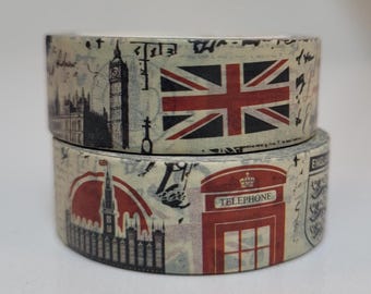 Travel themed washi tape, Scrapbooking, 10m length/15 mm wide, Full roll
