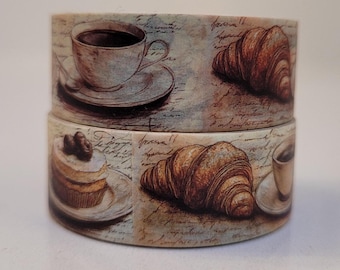 Cinta washi con temática de café, para scrapbooking, 3 m de largo/1,5 cm de ancho, 1 rollo completo