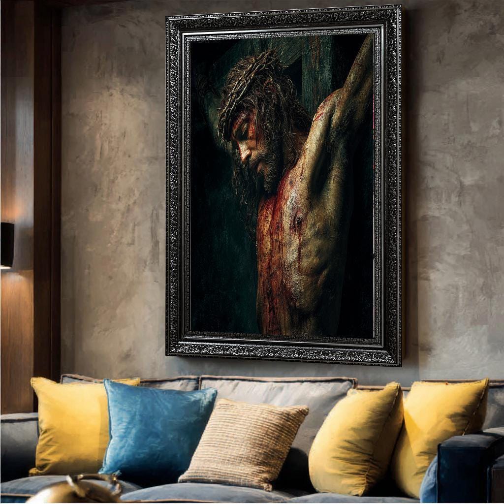 Jesus on the Cross Canvas Wall Art – Religious Christian Crucifixion ...