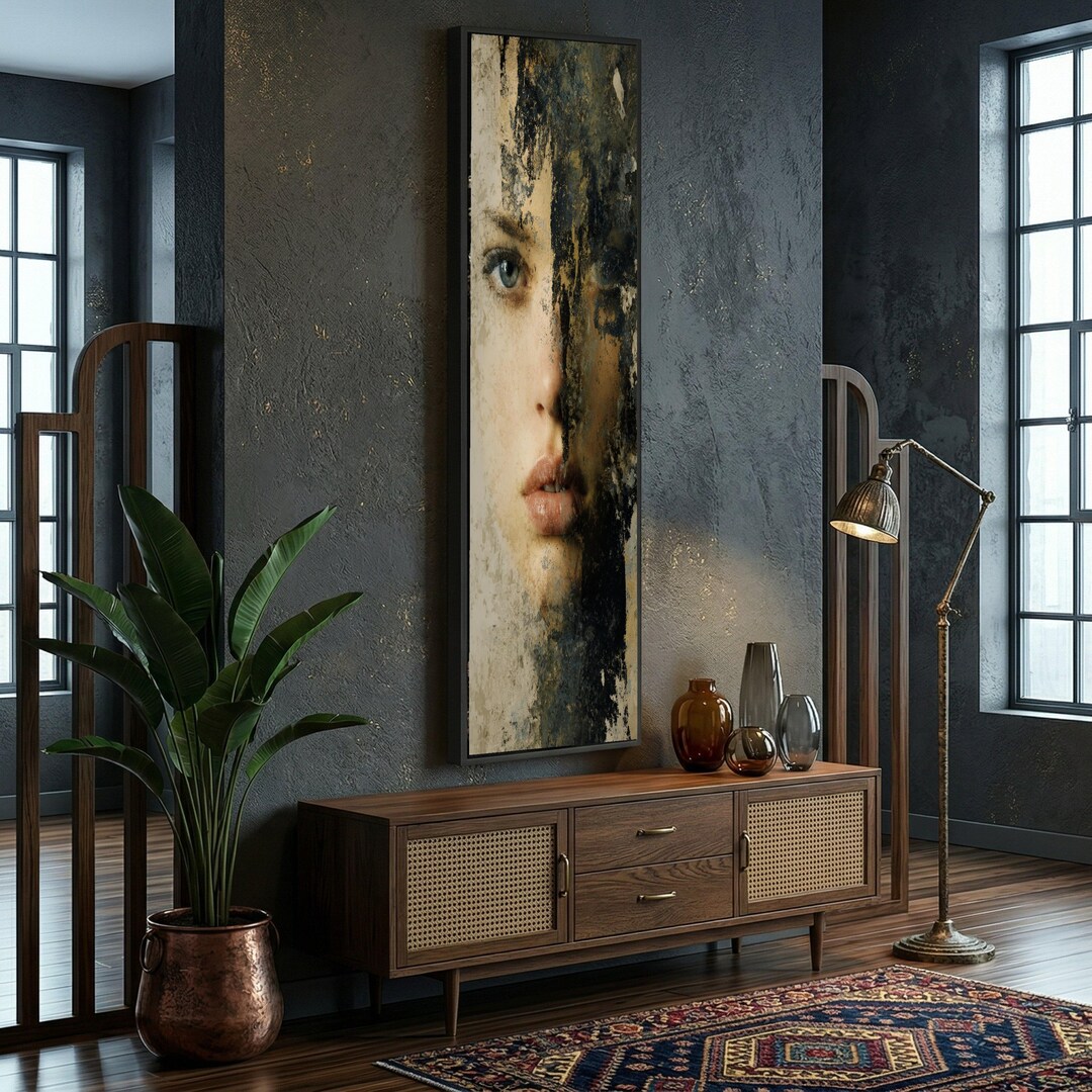 Ethereal Woman Face Canvas Wall Art, Abstract Portrait Canvas, Mixed ...