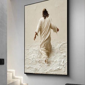 Jesus Walking on Water Wall Art - Christian Canvas Painting - Biblical Artwork - Christian Canvas Art - Inspirational Religious Wall Decor